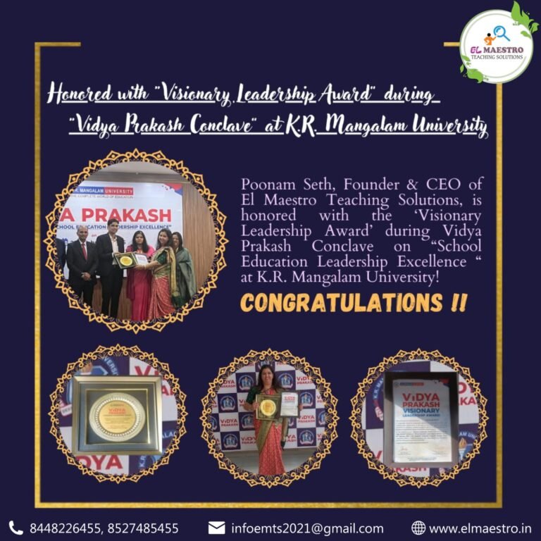 “Visionary Leadership Award” during “Vidya Prakash Conclave” at K.R. Mangalam University